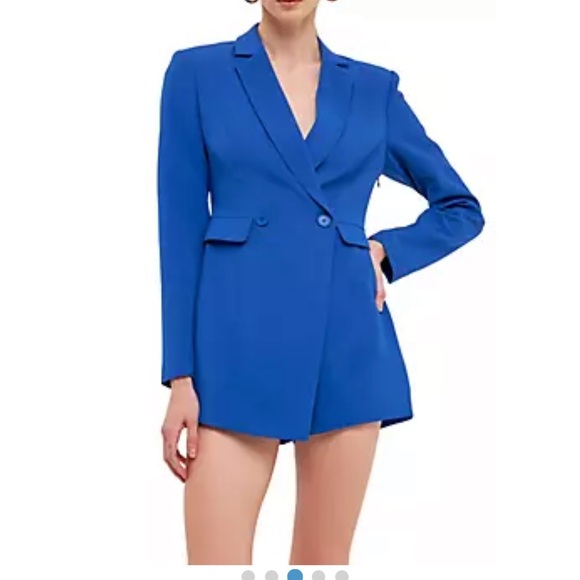 Endless Rose Blazer Romper‎ Blue NWT Large - Picture 2 of 5